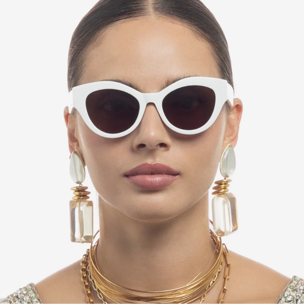 Camilla “The Duchess” white leopard classic acetate boho beach chic sunglasses